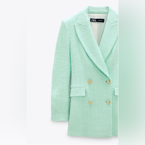 NWT Zara luxury classic RARE tweed textured tailored doubled breasted jacket - Picture 6 of 14
